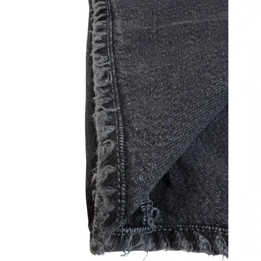 Old Navy Skirt Womens 24 Washed Black Mid-Rise Drapey Denim Column Slit‎ Raw Hem